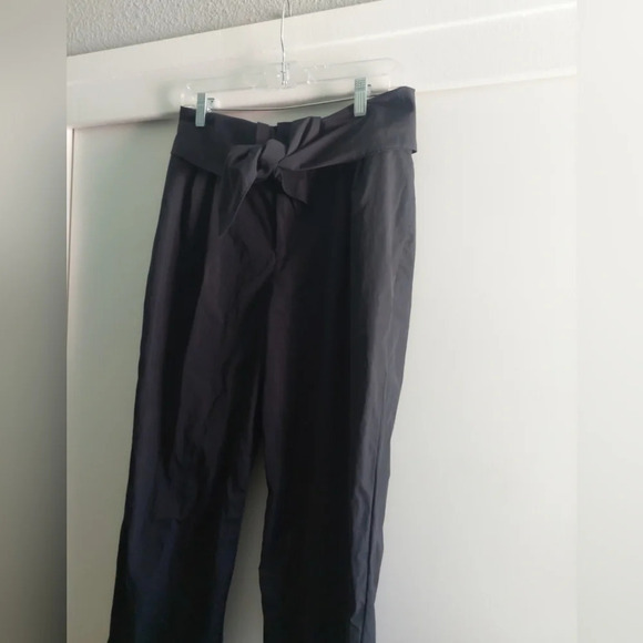 Alexander Wang Wide Leg Black Trousers Belted Tie Front Cuffed Pants Size 10 - Picture 3 of 13